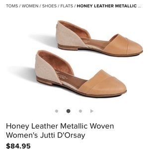 Toms Honey Leather Metallic Woven flats